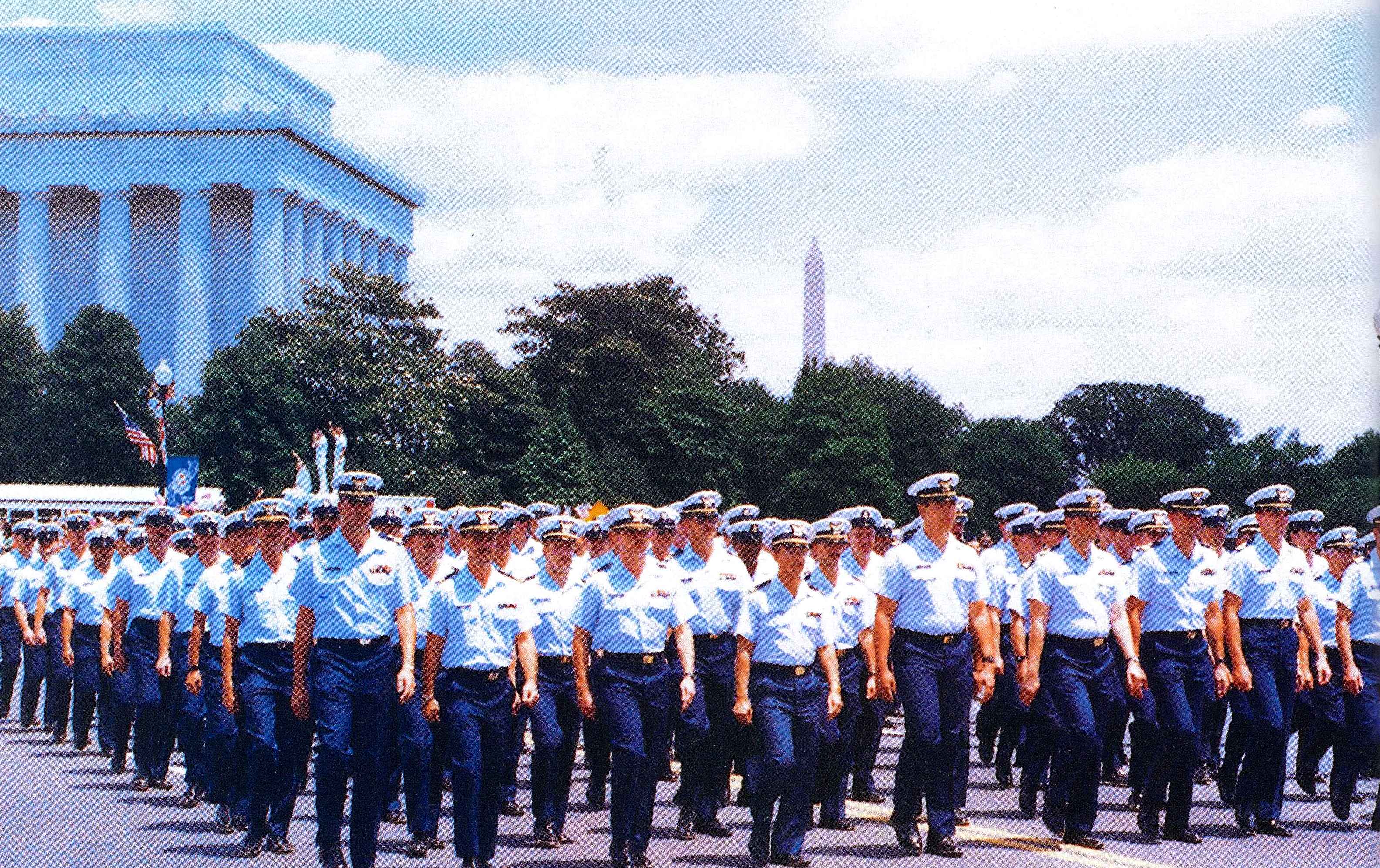 Some of the 400 Coast Guard men and women who participated in the postwar victory celebration in Washington, D.C. (U.S. Coast Guard) Some of the 400 Coast Guard men and women who participated in the postwar victory celebration in Washington, D.C. (U.S. Coast Guard)